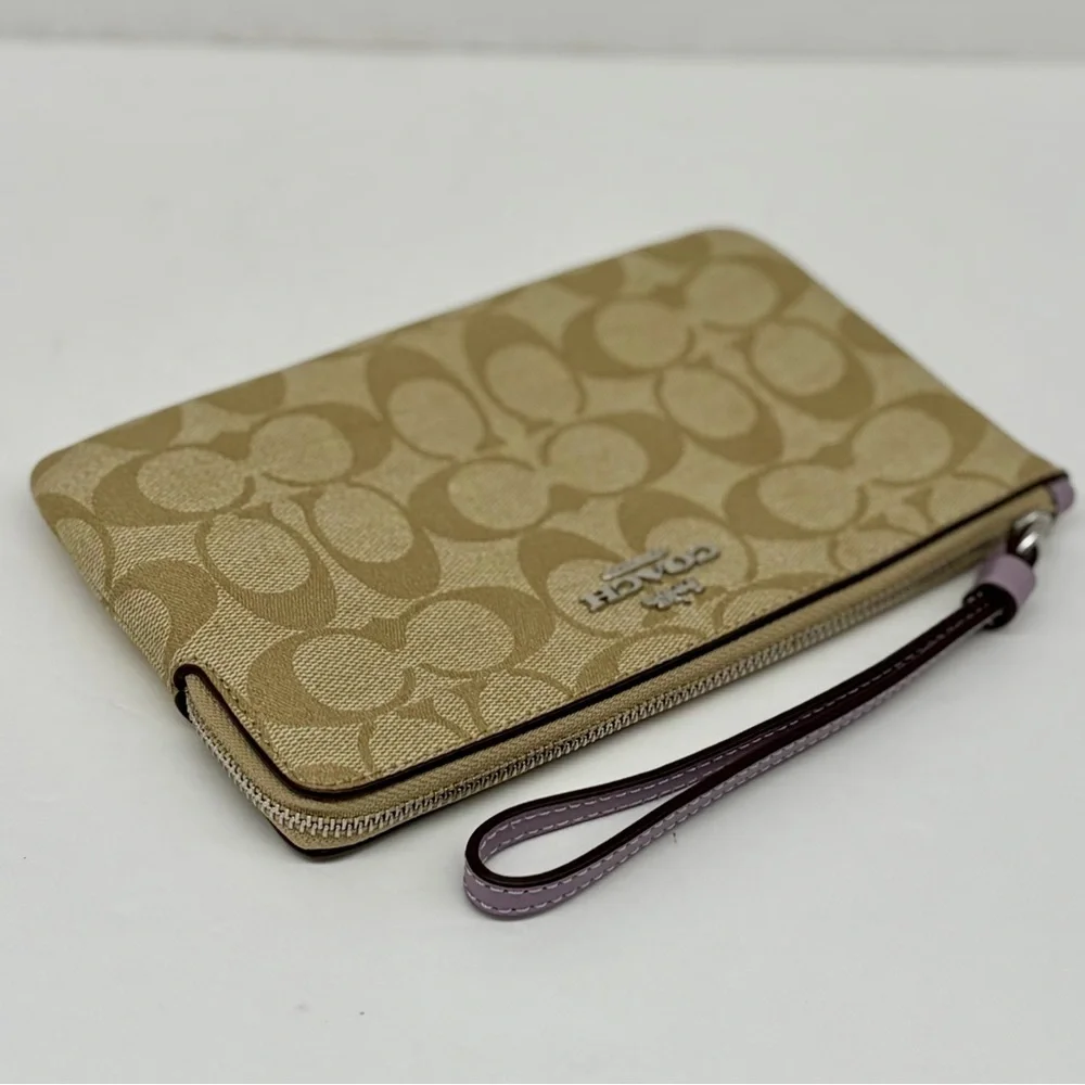 Coach Large Corner Zip Wristlet Wallet In Signature Canvas